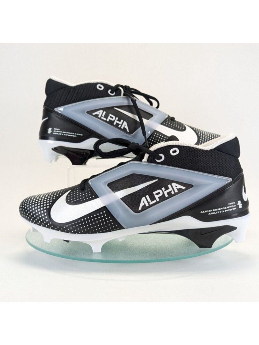 Nike Alpha Menace 4 Pro Football Cleats Black/White FZ7702-005 Mens Sz 12 Shoes